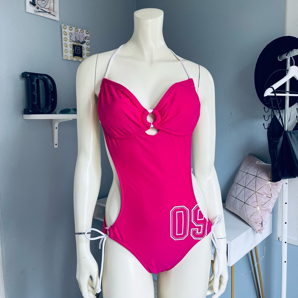 Xhilaration hot pink one piece bathing suit size XL